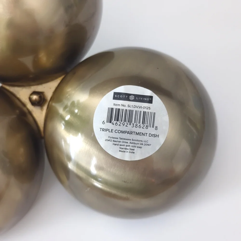 Scott Living Holiday Three Compartment Serving Bowl Antique Brass NWT
